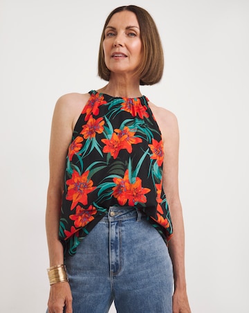 Tropical Print Halter Neck Vest