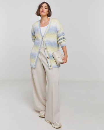 Blue and Yellow Space Dye Ombre Cardigan