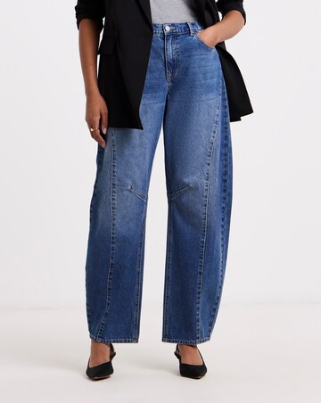 Simply Be Mid Wash Voluminous Barrel Leg Jean