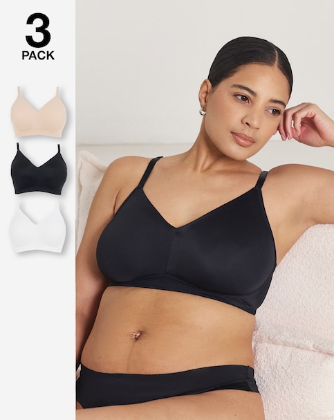 Pretty Secrets (3 Pack) Claire Micro Moulded Full Cup Non Wired Bras (B-E)