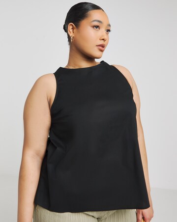 Simply Be Black Bow Back Poplin Top