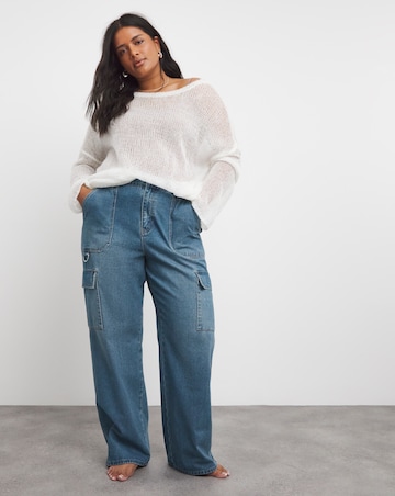 Mid Wash Straight Leg Utility Jeans