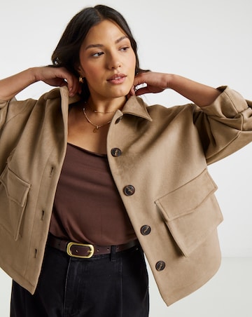 Simply Be Tan Suedette Pocket Shacket