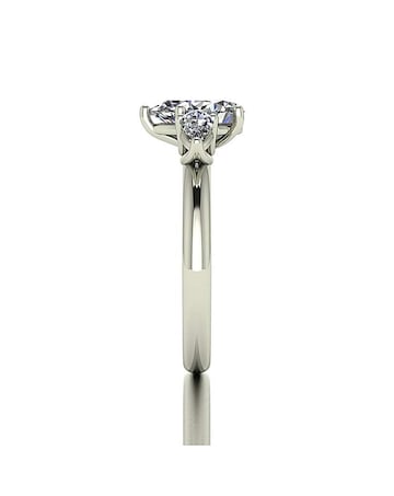 9ct White Gold 2ct Pear Shaped Moissanite Trilogy Ring