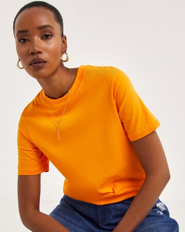 Orange Crew Neck Short Sleeve T-Shirt