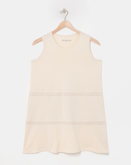 Ecru Sleeveless Crochet Trim Top