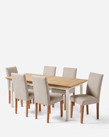 Julipa Ashford Extending 6 to 8 Seater Table with 6 Ava Fabric Chairs