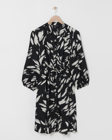 Viscose Twill Drawstring Waist Shirt Dress