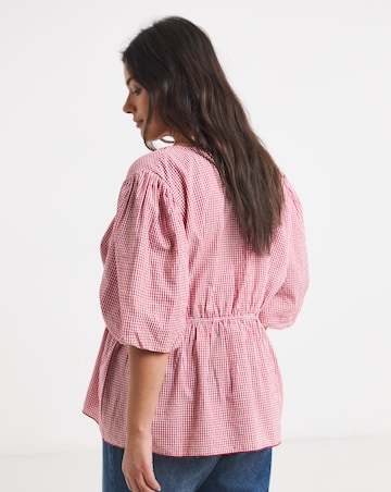 Red Check Short Sleeve Blouse