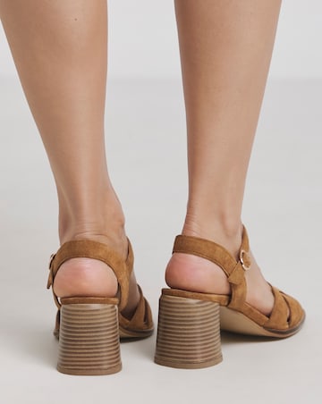 Greta Woven Detail Block Heel Sandals - Extra Wide Fit (EEE)