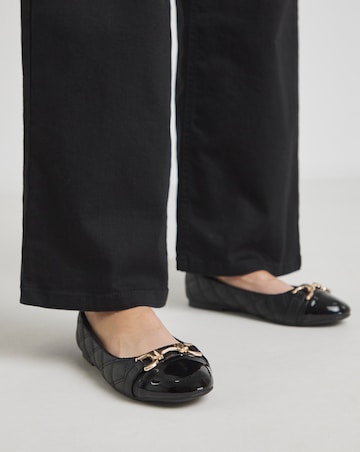 Harmony Toe Cap Snaffle Trim Ballerina Shoes - Wide Fit (E)