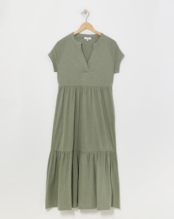 Notch Neck Jersey Smock Dress
