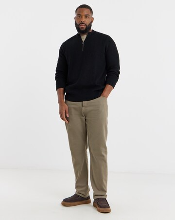 Jack & Jones Pannel Knit Half Zip - Black