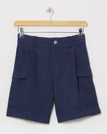 Navy Lyocell Rich Soft Utility Bermuda Shorts