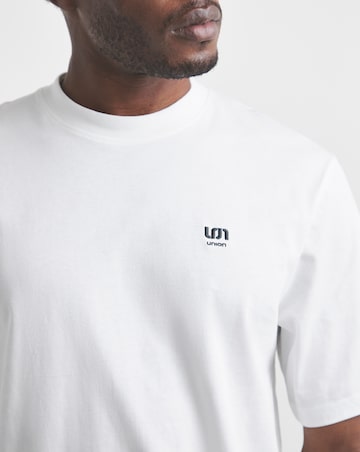 Union Embroid T-Shirt Long Length-White