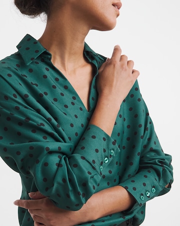 Herringbone Collar Detail Popover Blouse