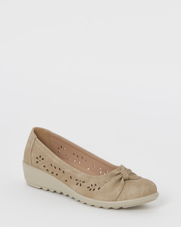 Cushion Walk Beige Cut-Out Wedge Ballerinas - Extra Wide Fit (EEE)