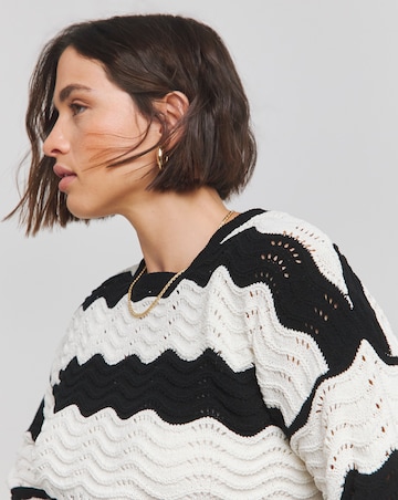 Mono Stripe Pointelle Micro Chenille Jumper