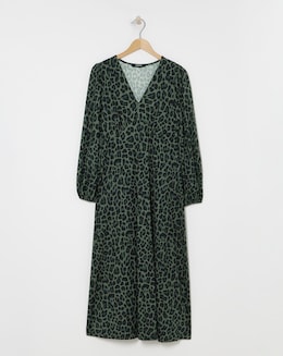 Green Animal Supersoft Midi Dress