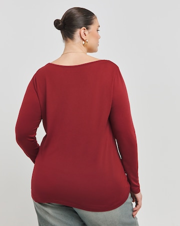 Red Supersoft Scoop Neck Top