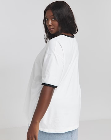 White Oversized Contrast Ringer T-Shirt