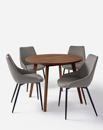 Oslo Round Dining Table with 4 Etta Fabric Chairs