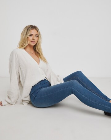 Mid Blue Stretch Seamed Skinny Jeggings
