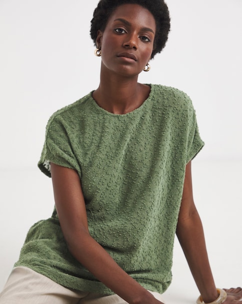 Boucle Longline Curved Hem Top