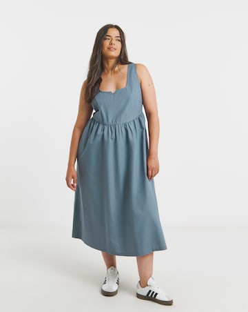 Simply Be Blue Seamed Detail Utility Midi Dress