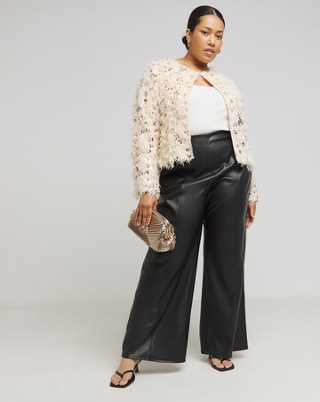 Joanna Hope Faux Feather Sequin Jacket