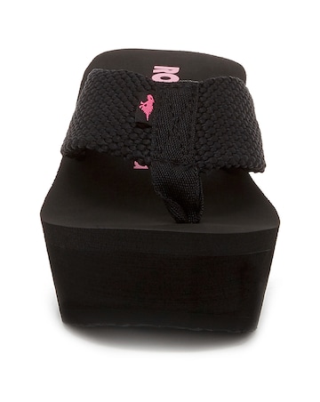 Rocket Dog Black Webbing Toe Post Wedge Sandals