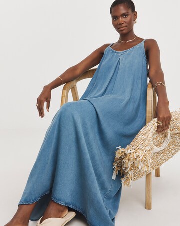 Blue Strappy Trapeze Maxi Dress