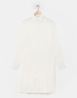 Simply Be Ecru Longline Crinkle Long Sleeve Shirt