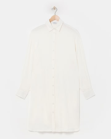 Simply Be Ecru Longline Crinkle Long Sleeve Shirt