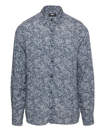 Long Sleeve Navy Paisley Print Shirt
