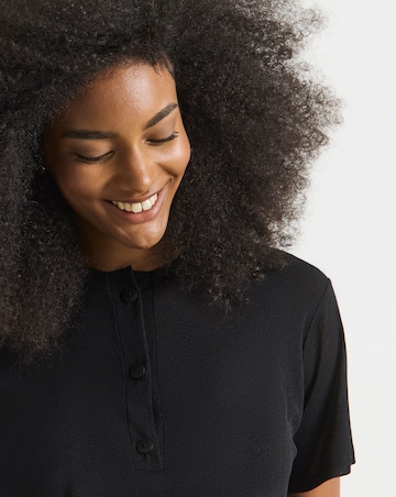 Black Henley Mesh T-Shirt