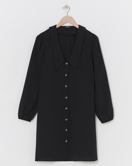 Black Button Through Shirt Dress