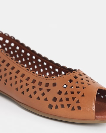 Elwood Lasercut Detail Leather Peep Toe Shoes - Wide Fit (E)