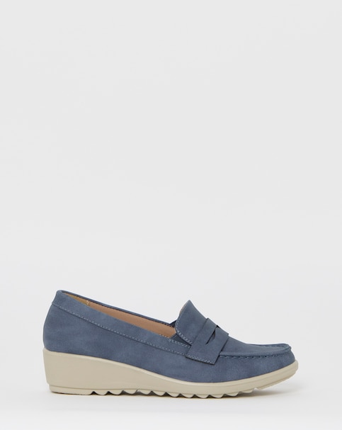 Cushion Walk Wedge Loafers - Wide Fit (E)