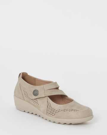 Cushion Walk Beige Mary Jane Comfort Flats - Wide Fit (E)
