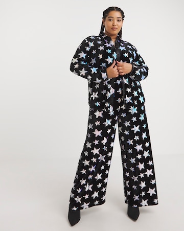 Twisted Wunder Julian Black Velvet Sequin Star Shirt