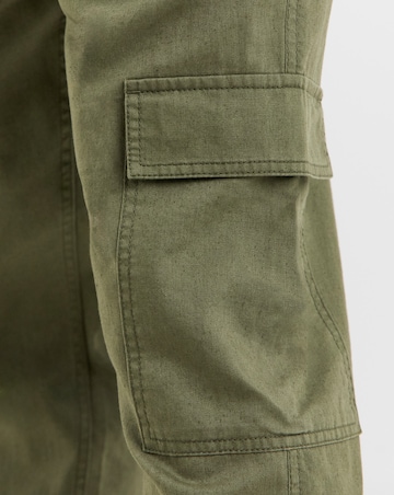 Linen Blend Fully Elasticated Cargo Trouser
