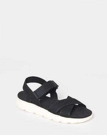 Cushion Walk Black Knit Strappy Sandals - Extra Wide Fit (EEE)