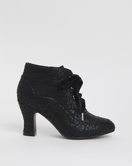 Joe Browns Black Satin Lace Up Bootie -Wide Fit (E)
