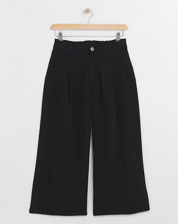 Simply Be Black Crop Wide Leg Jeans with Tencel TM Lyocell