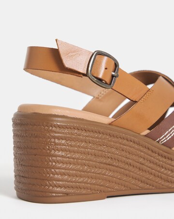 Hudson Crossover Stitch Detail Leather Wedged Sandals - Extra Wide Fit (EEE)
