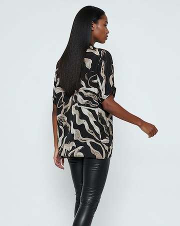 Religion Swirl Tie Neck Blouse