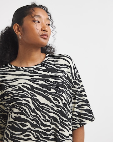 Simply Be Zebra Print Textured Jersey Drop Hem Smock Dress