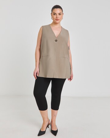 Neutral Soft Twill Longline Waistcoat