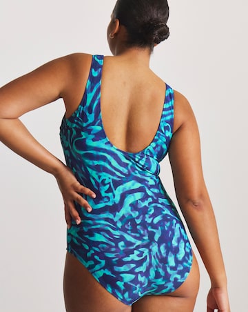 Sports High Neck Piping Detail Swimsuit